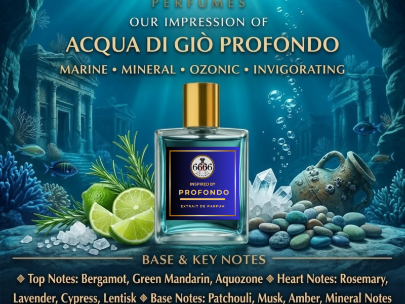 aqua di gio profondo inspired perfume by 6666 with marine mineral ozonic notes citrus bergamot aquatic fragrance india
