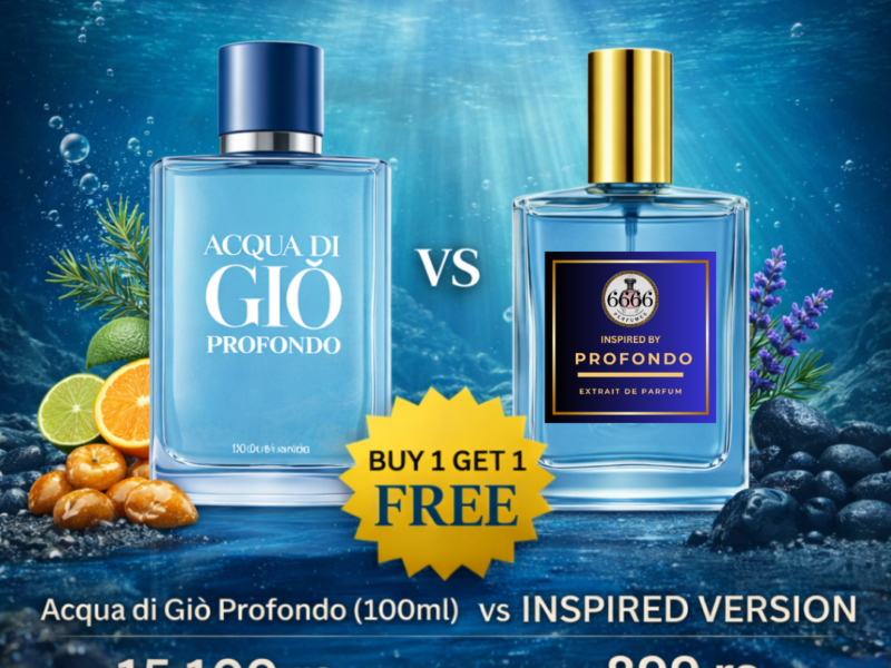 comparison between aqua di gio profondo original and 6666 inspired version showing affordable alternative under 1000