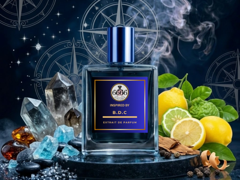 Bleu de Chanel inspired perfume by 6666 Perfumes in luxury lifestyle setting representing fresh woody aromatic fragrance for men