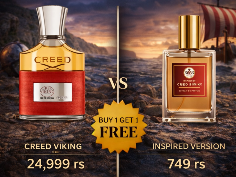 Creed Viking vs inspired perfume comparison showing price difference 24999 vs 749 affordable alternative India
