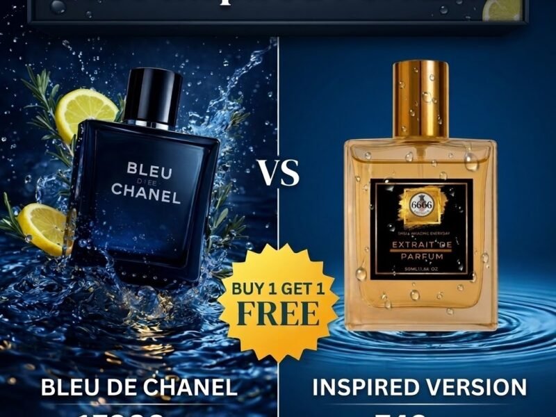 Designer perfume vs inspired perfume comparison showing value of 6666 perfumes extrait de parfum