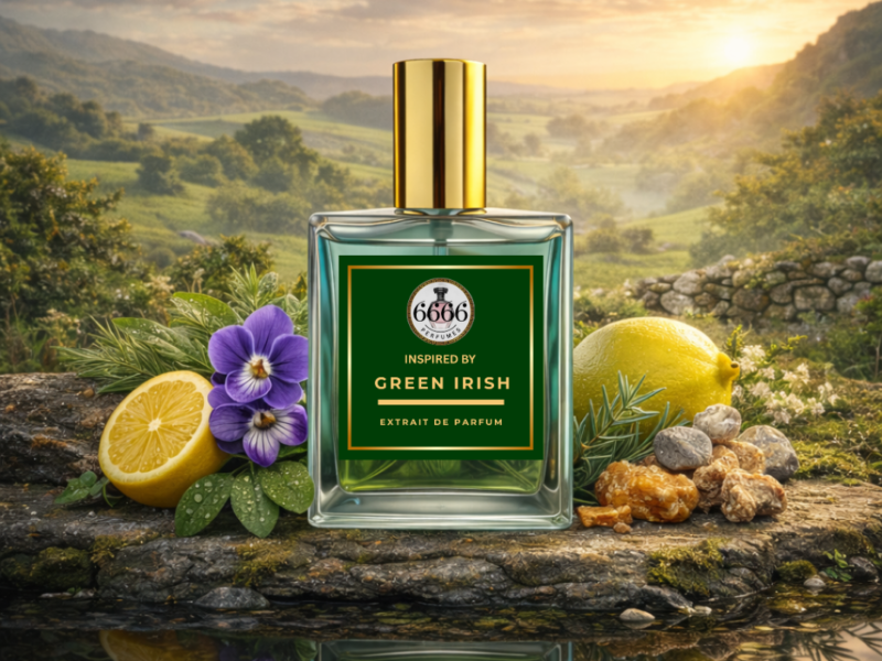 Green Irish Tweed inspired fragrance fresh green citrus woody musk perfume lifestyle image