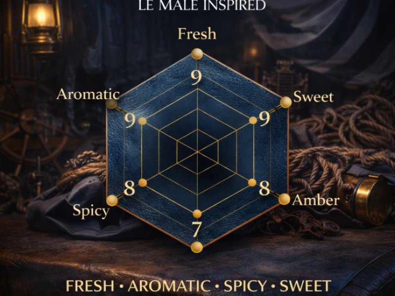 Le Male inspired scent radar fresh amber vanilla lavender mint masculine fragrance profile chart