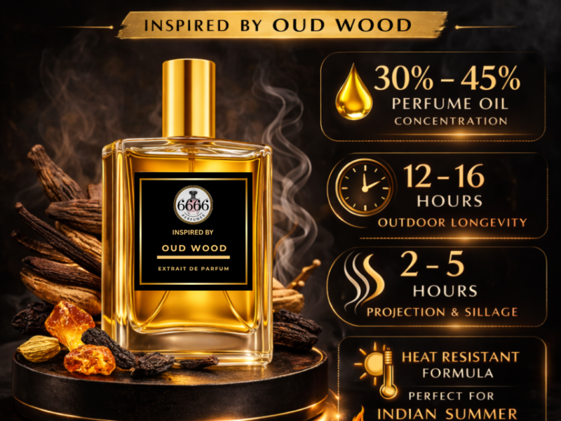 long lasting oud perfume India high heat Indian summer Oud Wood inspired extrait 30 to 45 percent oil concentration
