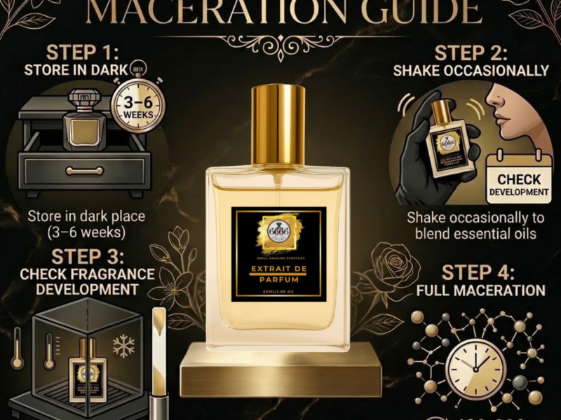 perfume maceration process improving fragrance longevity smoothness and projection.