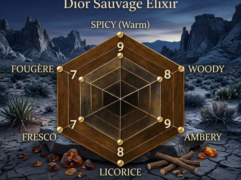 sauvage elixir scent profile spicy woody sweet projection radar chart