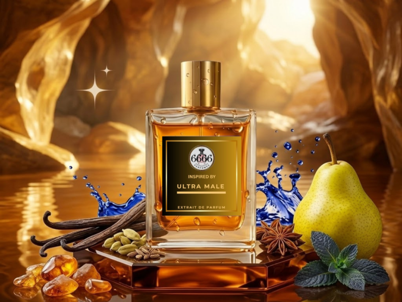Ultra Male inspired perfume designed for nightlife parties and evening wear with sweet vanilla amber scent.