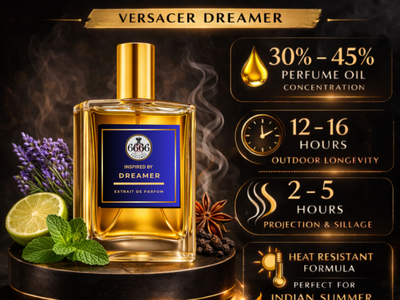 long lasting fresh perfume India high heat Indian summer Versace Dreamer inspired extrait 30 to 45 percent oil