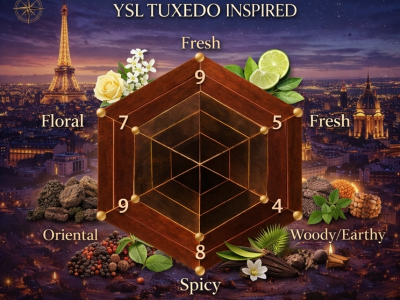 YSL tuxedo inspired perfume profile spicy woody oriental long lasting fragrance India scent radar
