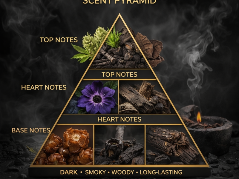 black afghano scent pyramid cannabis resin oud incense coffee fragrance structure