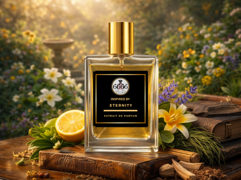 CK Eternity inspired perfume bottle in garden background fresh clean fragrance men India