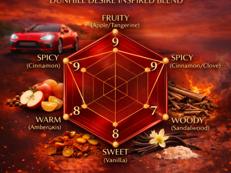Dunhill Desire inspired scent radar fruity spicy warm sweet woody fragrance profile