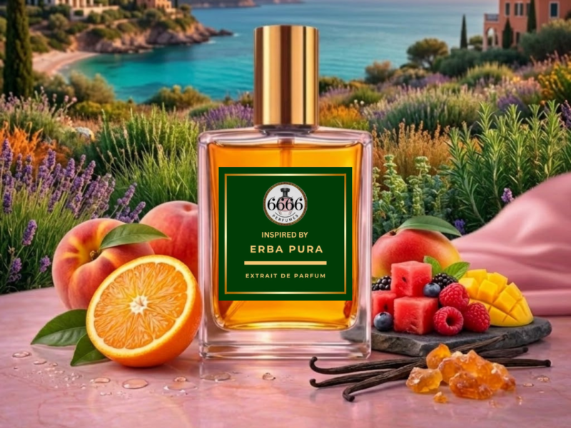 luxury fruity perfume golden background silk rich aesthetic erba pura inspired fragrance