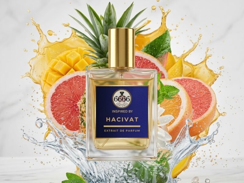 Hacivat Inspired Extrait De Parfum scent pyramid showing pineapple bergamot grapefruit jasmine patchouli oakmoss notes