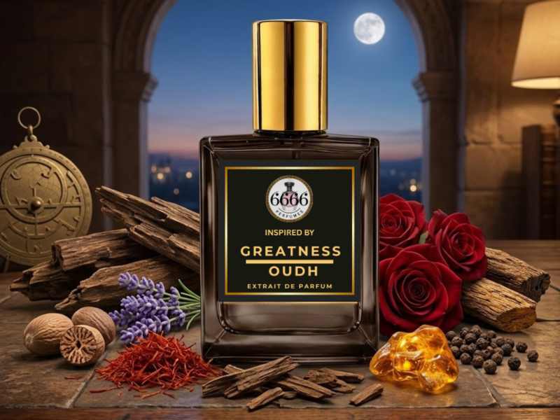 Oud For Greatness Inspired Perfume India luxury oud fragrance lifestyle scene with romantic evening atmosphere