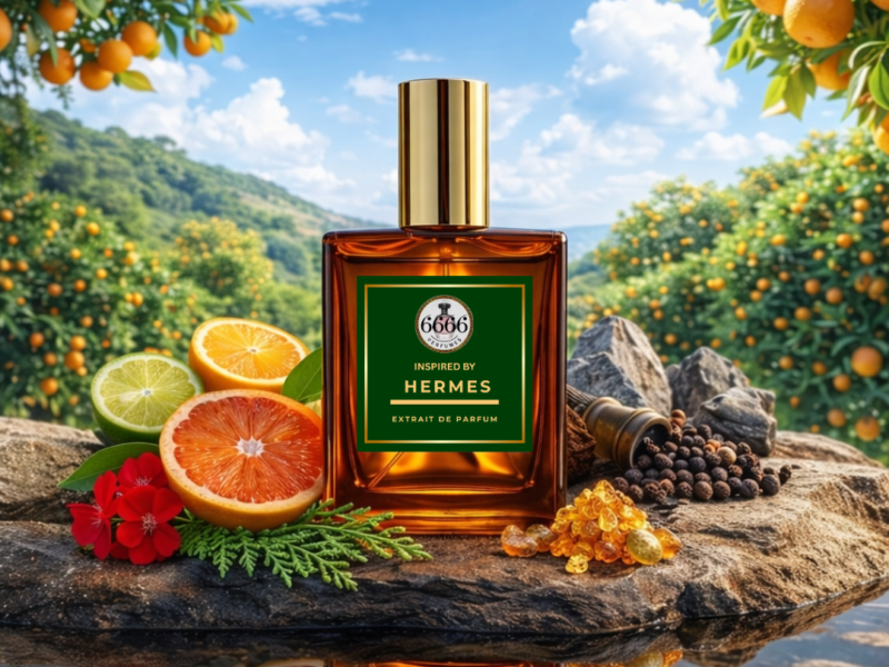 Terre dHermes inspired fragrance citrus orange vetiver woody masculine perfume lifestyle image