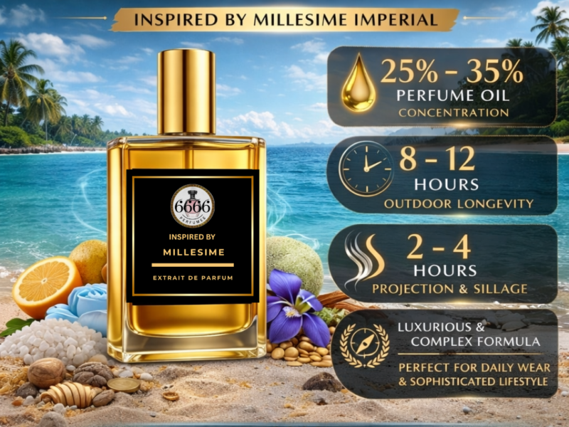 Creed Millesime Imperial inspired perfume performance 25 to 35 percent oil 8 to 12 hours longevity