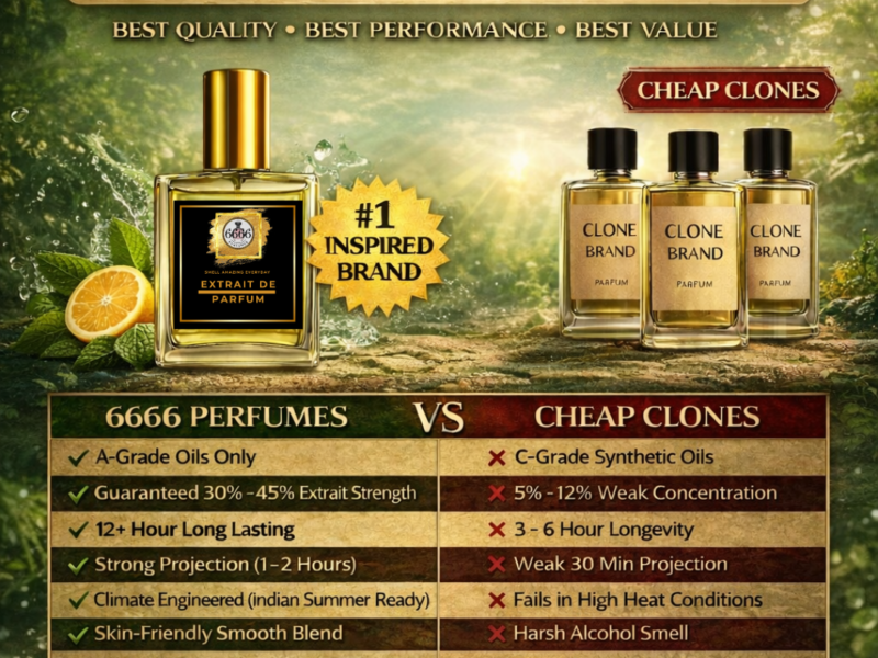 6666 perfumes vs cheap clones comparison extrait de parfum 30% to 45% oil long lasting performance Indian Summer fragrance