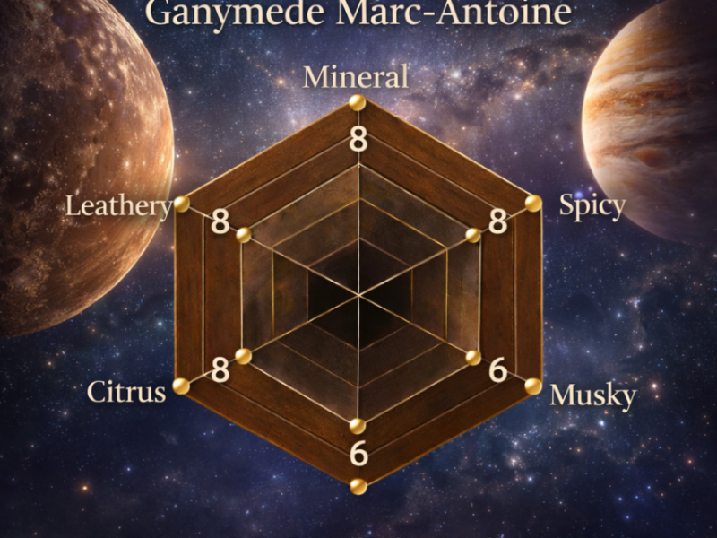 scent radar showing mineral leather citrus musky clean futuristic fragrance profile