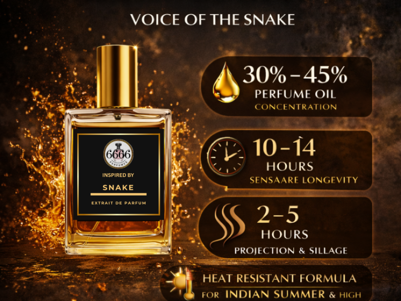 voice of the snake extrait 30 to 45 percent oil long lasting 10 to 14 hours india heat resistant