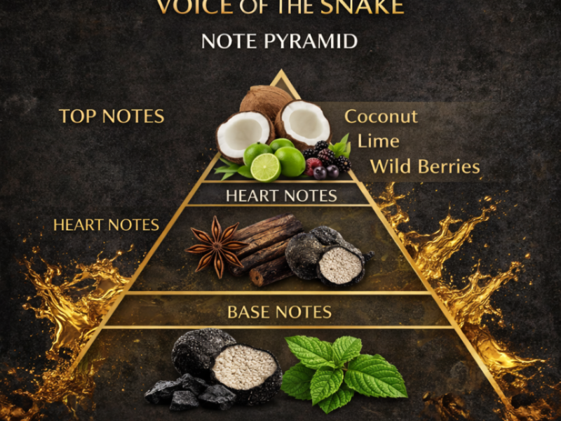 voice of the snake note pyramid coconut lime berries truffle patchouli oud fragrance notes