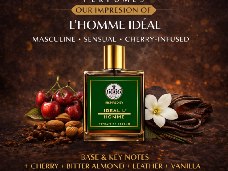 Guerlain L’Homme Ideal inspired perfume cherry almond vanilla warm woody fragrance luxury scene