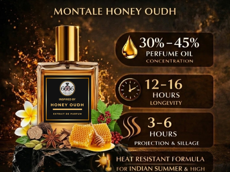 honey oudh extrait de parfum 30 to 45 percent oil long lasting 12 to 16 hours india heat resistant