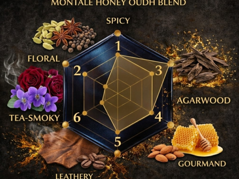 honey oudh scent profile spicy floral oud gourmand leathery radar chart