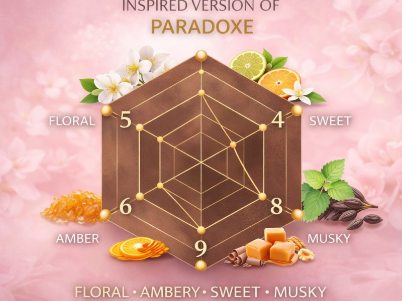 scent radar showing floral sweet amber musky vanilla feminine fragrance profile